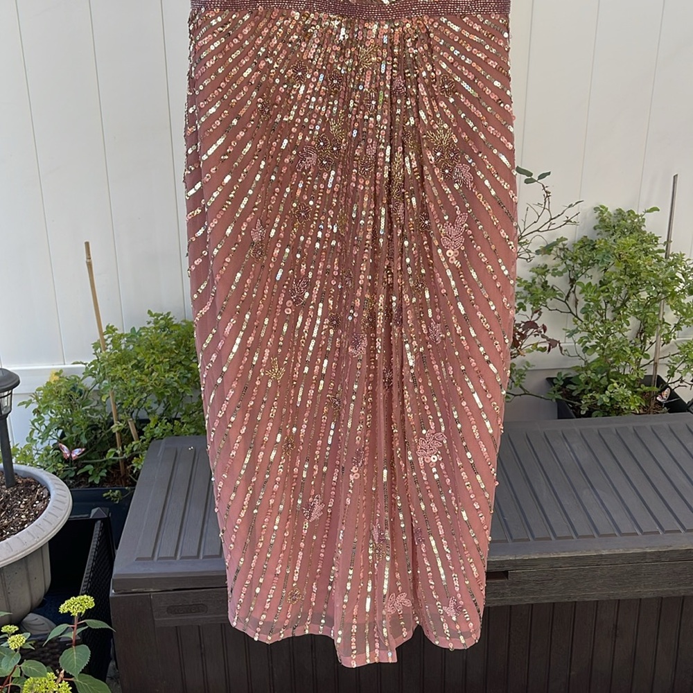 Mac Duggal - Purple Embellished Faux Wrap Flutter Sleeve Dress Size 8 - Picture 13 of 17